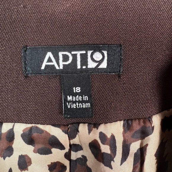 APT.9 Women's Long Sleeve Suit Jacket Flap Pockets One Button Close Brown 18 - Picture 2 of 10